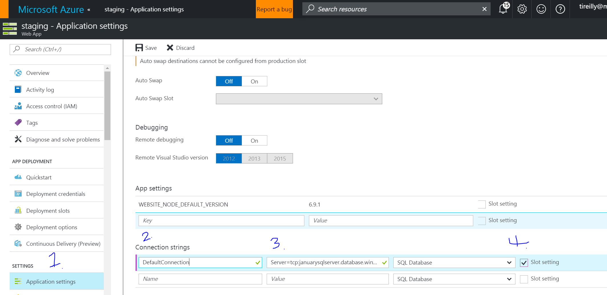 ApplicationSettingsForStagingSlot