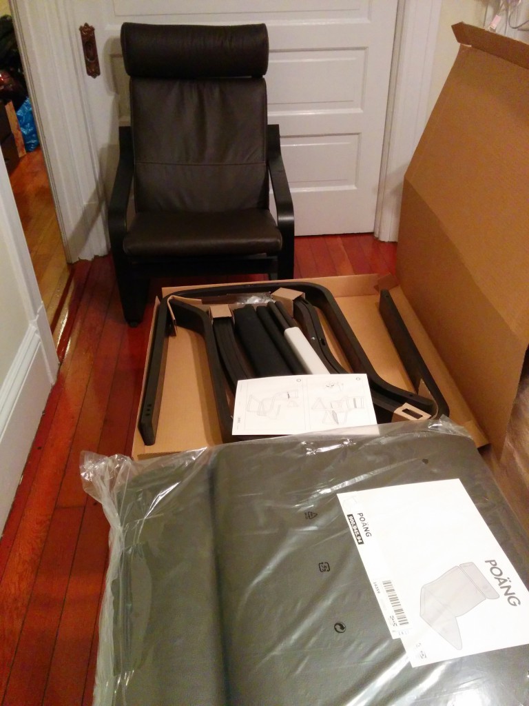 Poang Chair from Ikea in Box and Completed