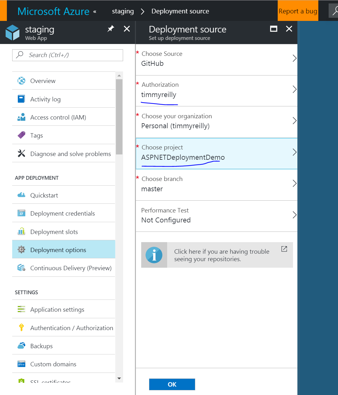 SelectGitHubDeployment