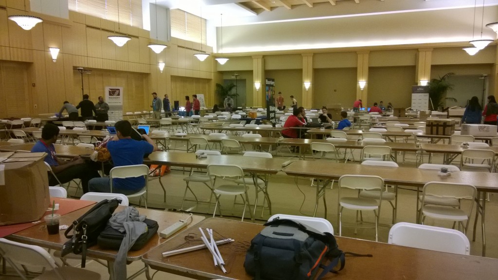 This is what a Hackathon Looks like before Hackers arrive. The tables look barren. 