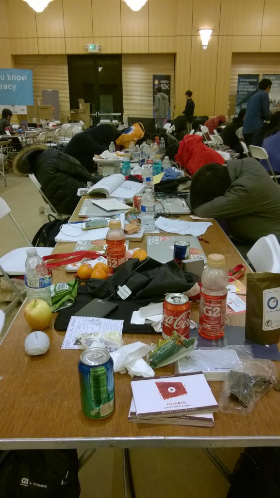 This is what a standard Hackathon table looks like at 4am 